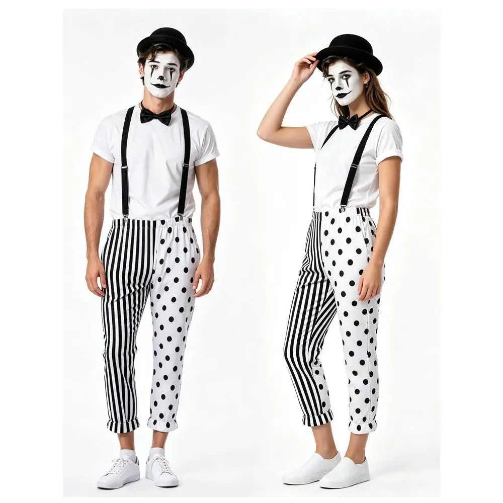 Black And White Mime Clown Cou - Anime Cosplay Couple review and price